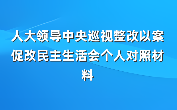 人大领导中央巡视整改以案促改民主生活会个人对照材料