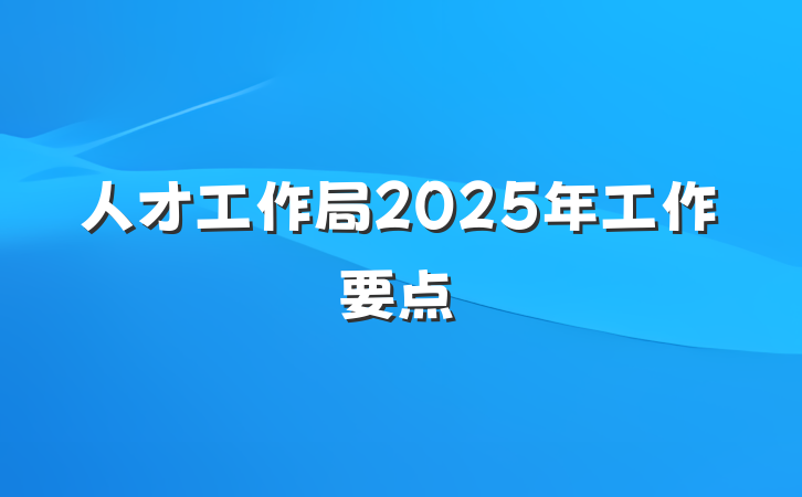 人才工作局2025年工作要点