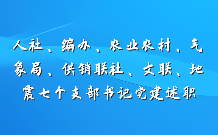 人社、编办、农业农村、气象局、供销联社、文联、地震七个支部书记党建述职