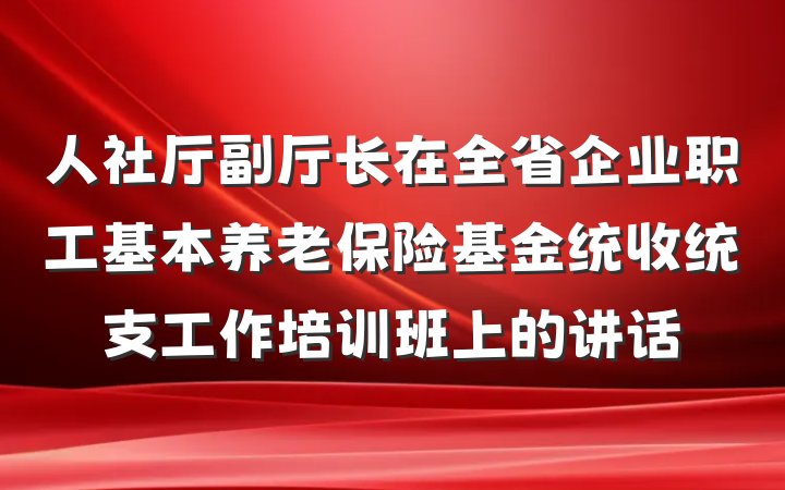 人社厅副厅长在全省企业职工基本养老保险基金统收统支工作培训班上的讲话