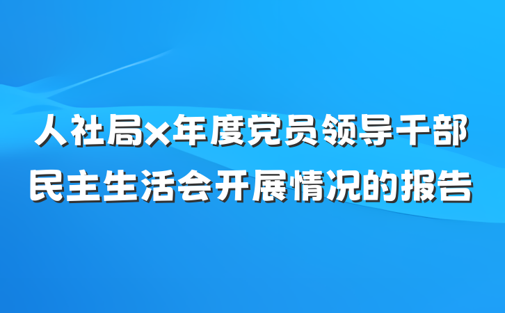 人社局x年度党员领导干部民主生活会开展情况的报告
