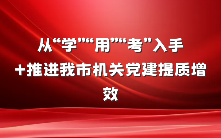 从“学”“用”“考”入手 推进我市机关党建提质增效