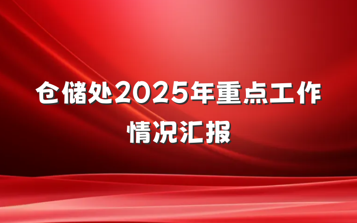 仓储处2025年重点工作情况汇报