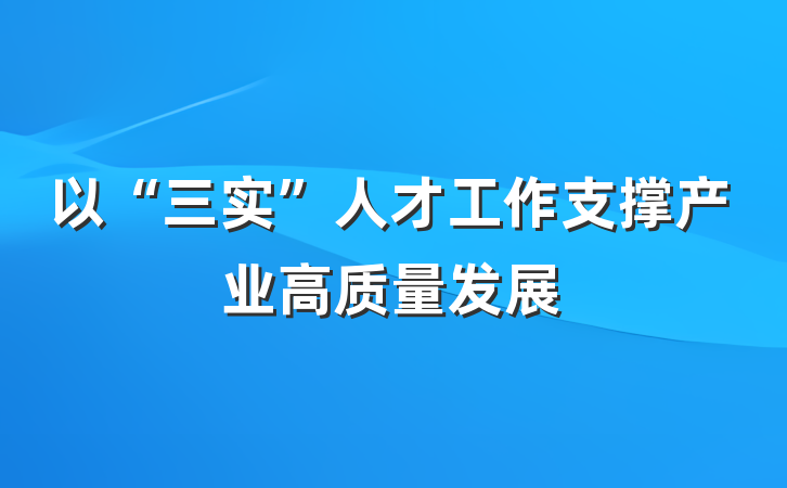 以“三实”人才工作支撑产业高质量发展