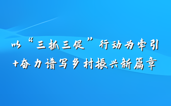 以“三抓三促”行动为牵引 奋力谱写乡村振兴新篇章