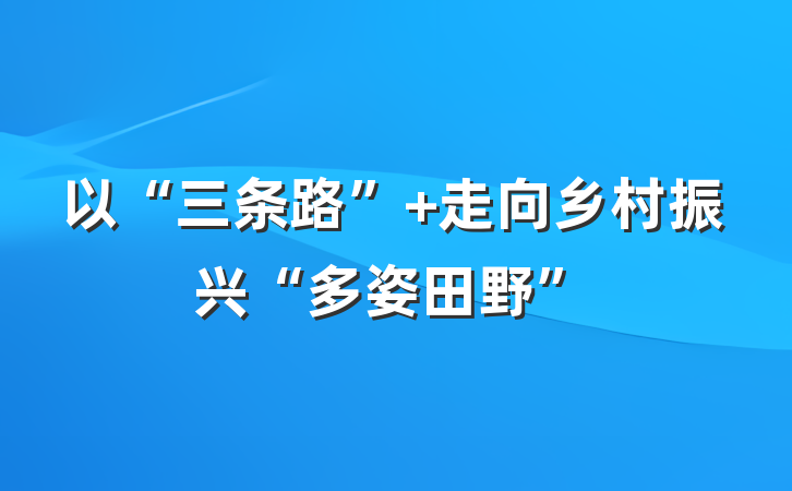 以“三条路” 走向乡村振兴“多姿田野”