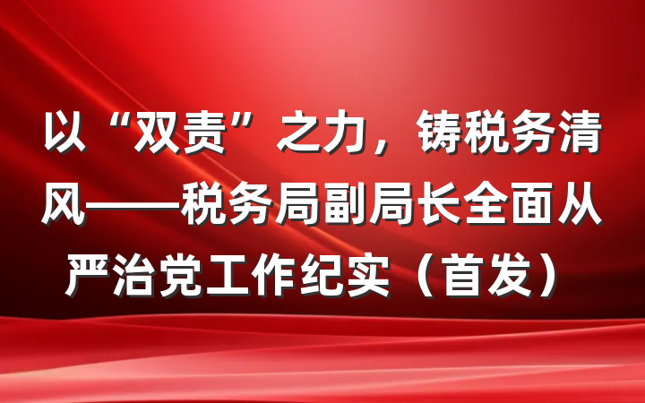 以“双责”之力，铸税务清风——税务局副局长全面从严治党工作纪实（首发）