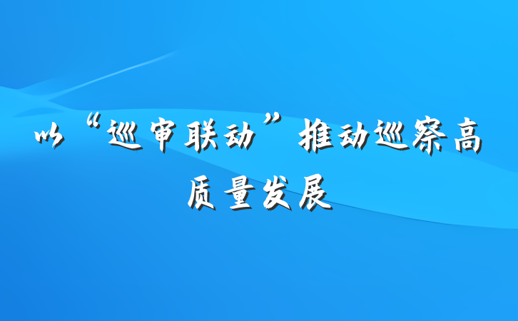 以“巡审联动”推动巡察高质量发展