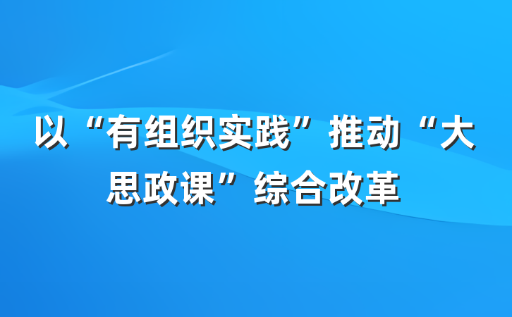 以“有组织实践”推动“大思政课”综合改革