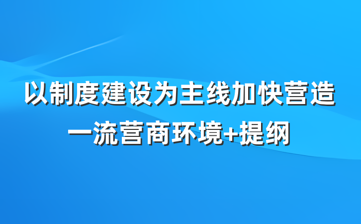以制度建设为主线加快营造一流营商环境 提纲