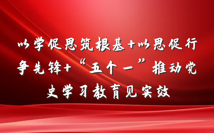 以学促思筑根基 以思促行争先锋 “五个一”推动党史学习教育见实效