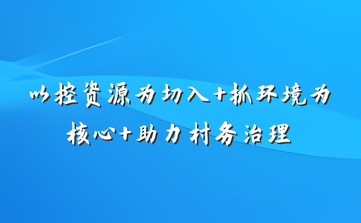 以控资源为切入 抓环境为核心 助力村务治理