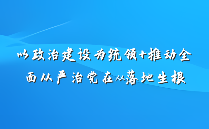 以政治建设为统领 推动全面从严治党在xx落地生根