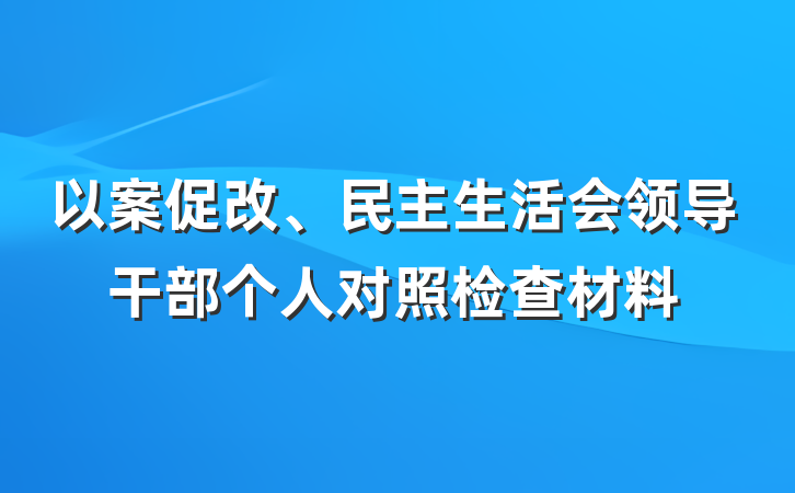以案促改、民主生活会领导干部个人对照检查材料
