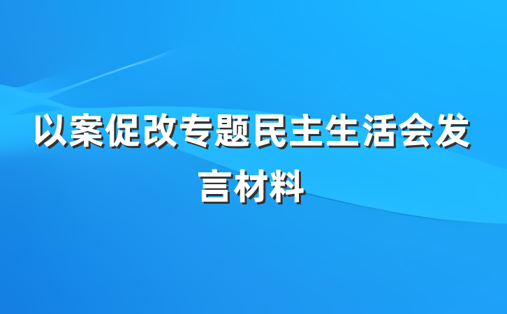 以案促改专题民主生活会发言材料