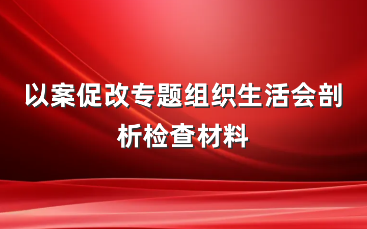 以案促改专题组织生活会剖析检查材料