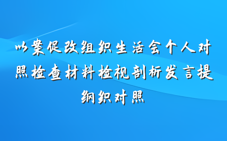 以案促改组织生活会个人对照检查材料检视剖析发言提纲织对照