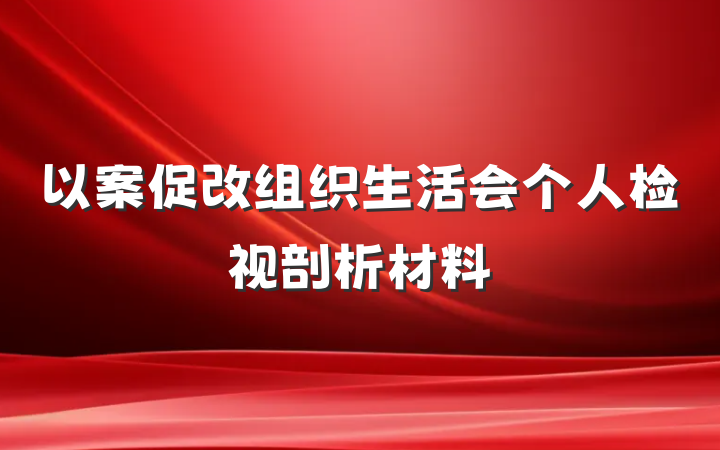 以案促改组织生活会个人检视剖析材料