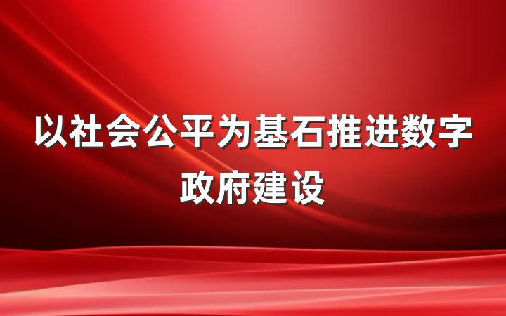 以社会公平为基石推进数字政府建设