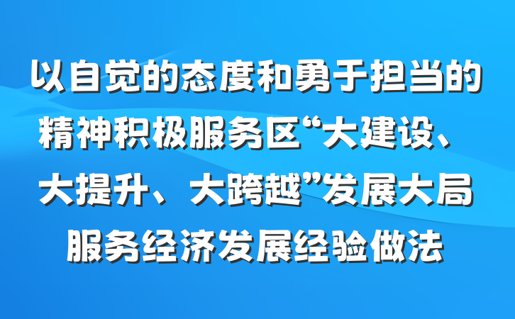 以自觉的态度和勇于担当的精神积极服务区“大建设、大提升、大跨越”发展大局服务经济发展经验做法