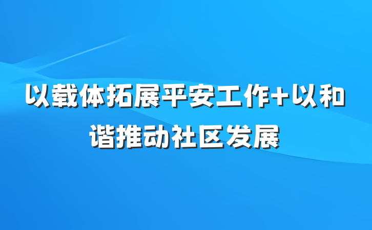 以载体拓展平安工作 以和谐推动社区发展