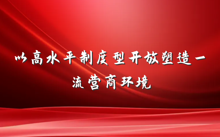 以高水平制度型开放塑造一流营商环境