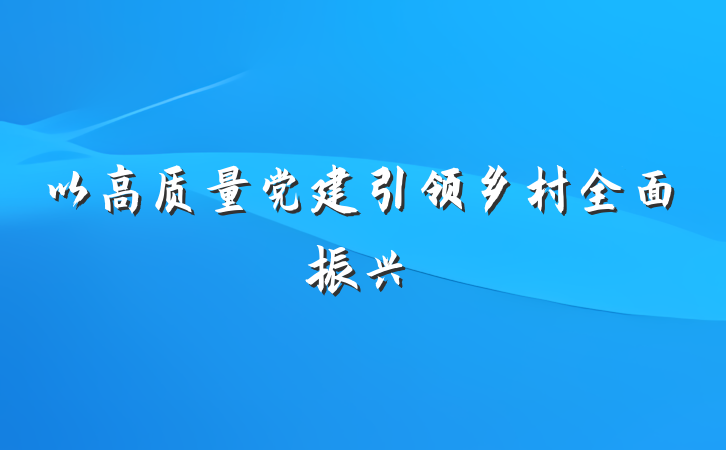 以高质量党建引领乡村全面振兴