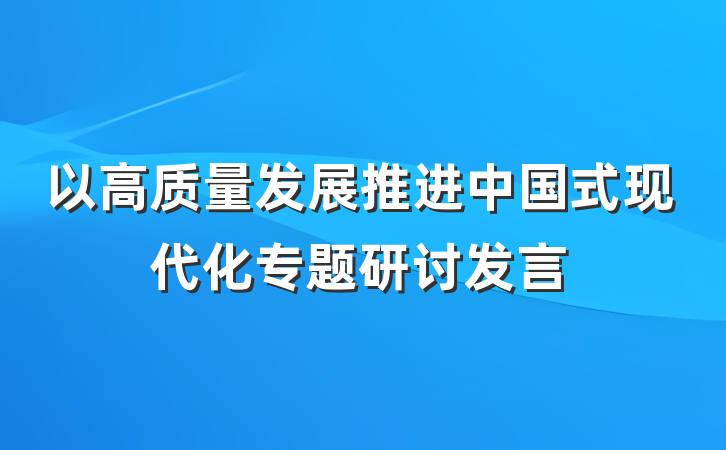 以高质量发展推进中国式现代化专题研讨发言