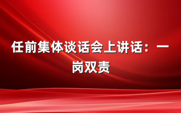 任前集体谈话会上讲话：一岗双责