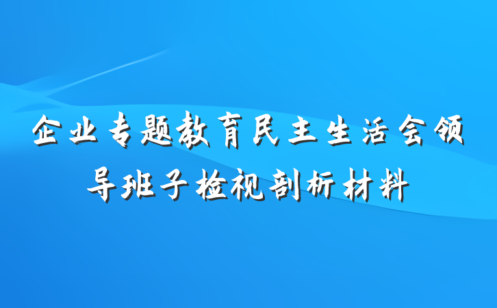 企业专题教育民主生活会领导班子检视剖析材料