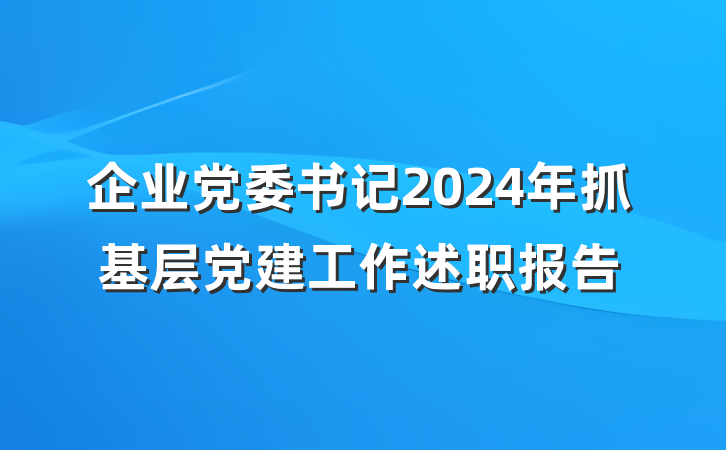 企业党委书记2024年抓基层党建工作述职报告