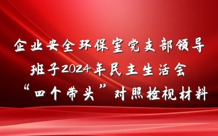 企业安全环保室党支部领导班子2024年民主生活会“四个带头”对照检视材料