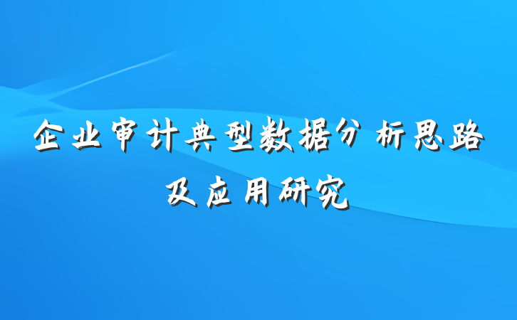 企业审计典型数据分析思路及应用研究