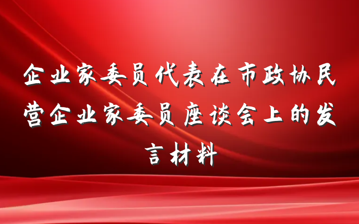企业家委员代表在市政协民营企业家委员座谈会上的发言材料