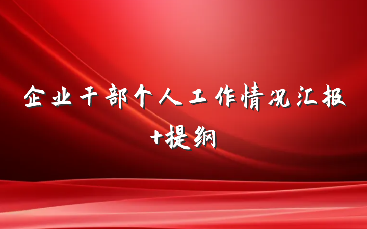 企业干部个人工作情况汇报 提纲