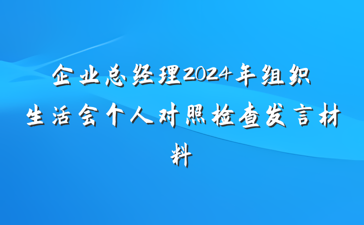 企业总经理2024年组织生活会个人对照检查发言材料