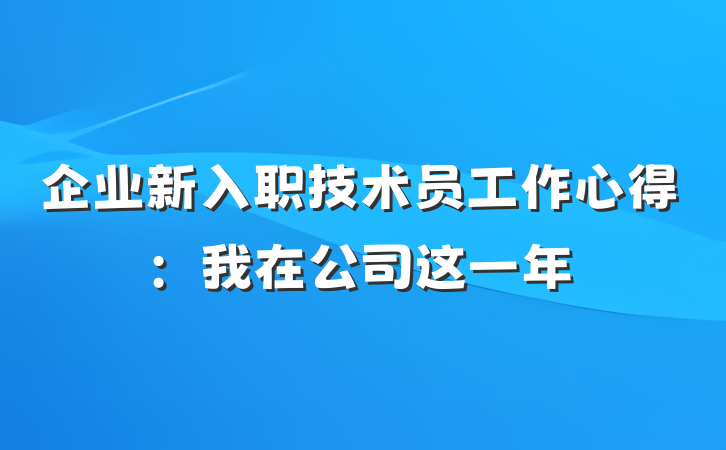 企业新入职技术员工作心得：我在公司这一年
