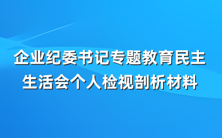 企业纪委书记专题教育民主生活会个人检视剖析材料
