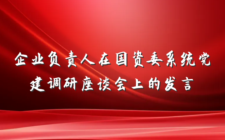 企业负责人在国资委系统党建调研座谈会上的发言