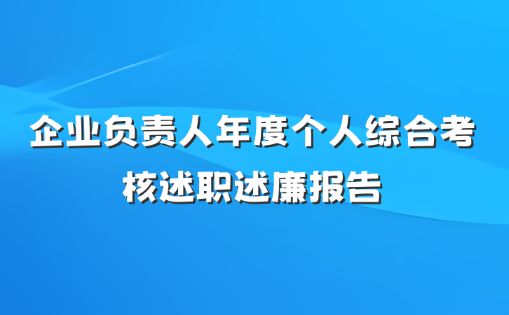 企业负责人年度个人综合考核述职述廉报告