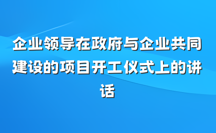 企业领导在政府与企业共同建设的项目开工仪式上的讲话