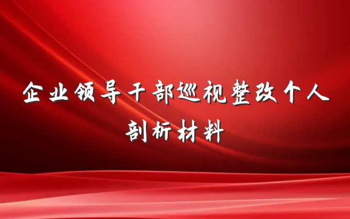 企业领导干部巡视整改个人剖析材料