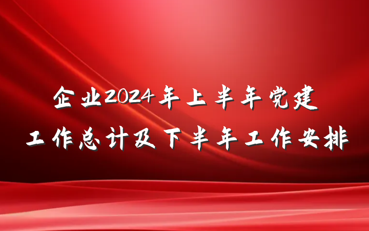 企业2024年上半年党建工作总计及下半年工作安排