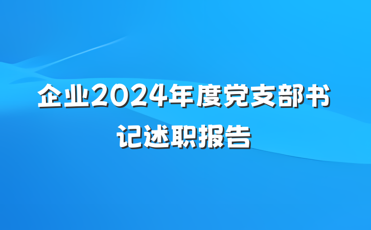 企业2024年度党支部书记述职报告