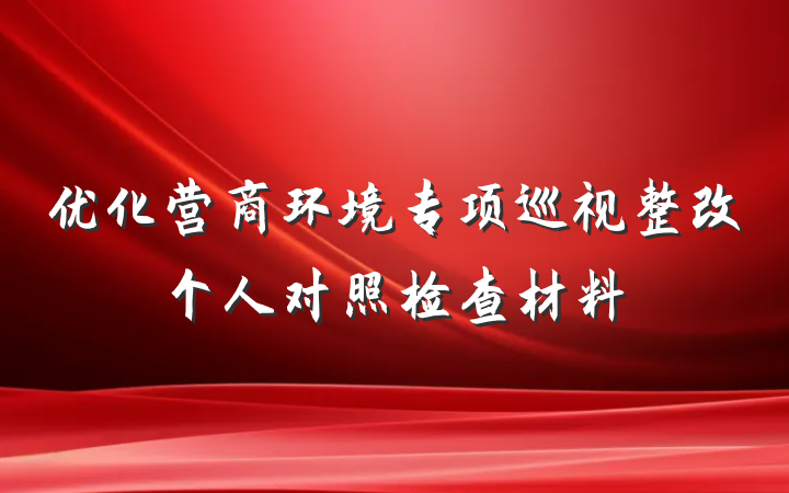 优化营商环境专项巡视整改个人对照检查材料