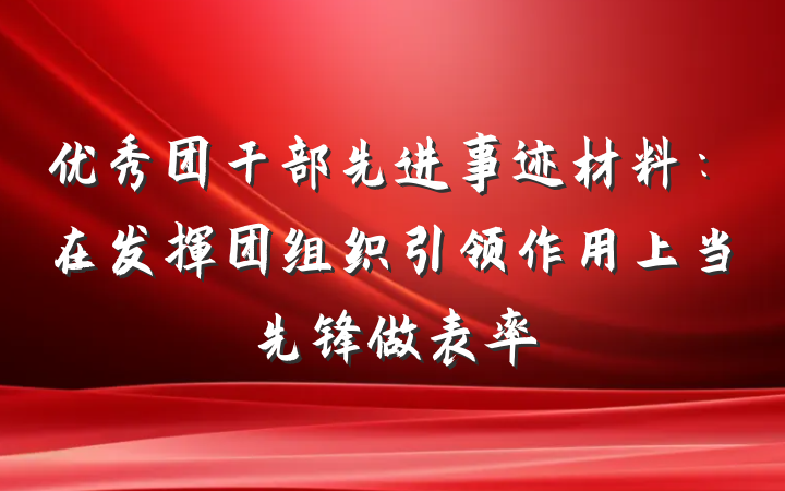 优秀团干部先进事迹材料：在发挥团组织引领作用上当先锋做表率