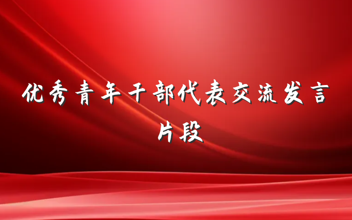 优秀青年干部代表交流发言片段