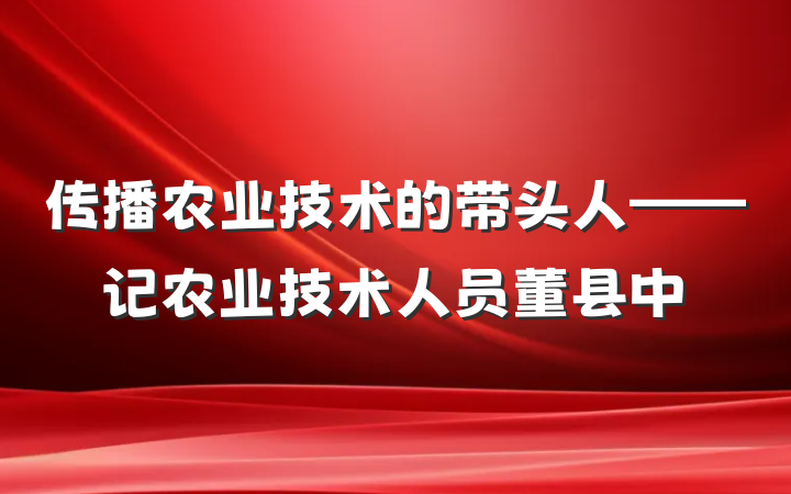 传播农业技术的带头人——记农业技术人员董县中