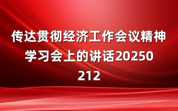 传达贯彻经济工作会议精神学习会上的讲话20250212