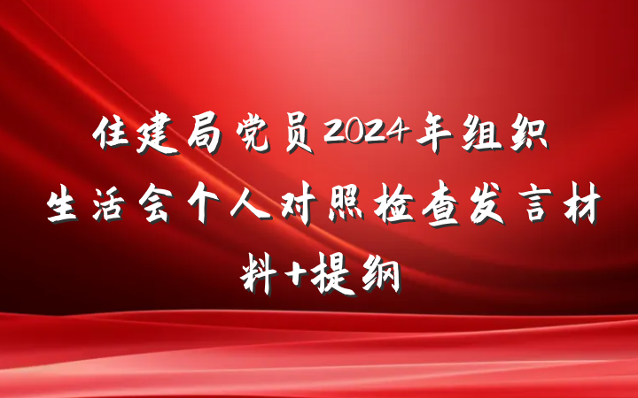 住建局党员2024年组织生活会个人对照检查发言材料 提纲